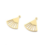 50pcs Raw Brass Fan Charms Pendant DIY Earrings Bracelet Jewelry Supplies