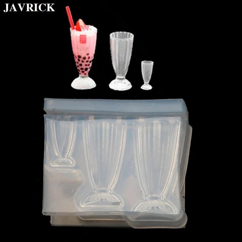 3D Small Glass Bottle Resin Mold Drink Bottle Jar Goblet Cup Silicone Resin Mold