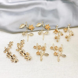 4Pcs/Lot Flower Shape Earring Charms Jewelry Findings