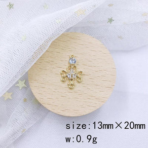 4Pcs/Lot Cooper Metal Rhinestone Charm Earrings