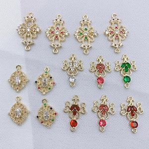 4Pcs/Lot Cooper Metal Rhinestone Charm Earrings
