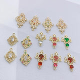 4Pcs/Lot Cooper Metal Rhinestone Charm Earrings