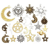 23pcs Mix Metal Antique Sun Star Moon Charm for Jewelry Making