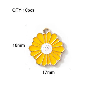 10pcs/Lot Daisy Flower Enamel Charms Necklace DIY Pendant Jewelry Accessories