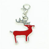20pcs Red Deer Charm Dangle Lobster Clasp DIY Jewelry Hanging Charm