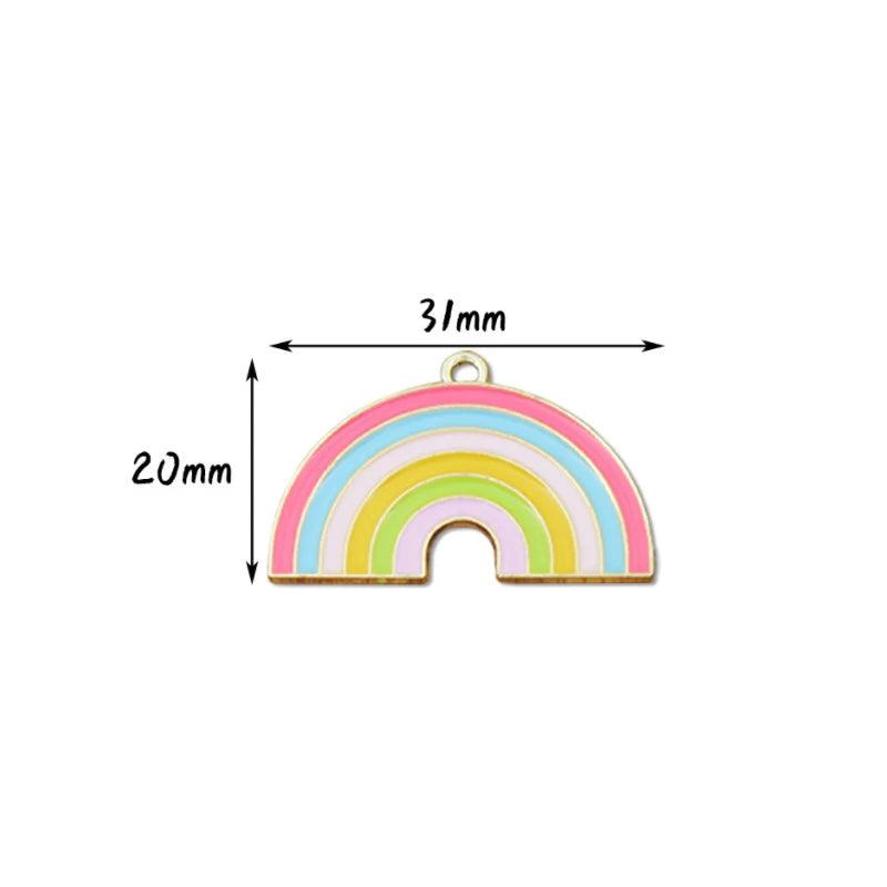 10pcs Colorful Rainbow Charms Pendants for Jewelry Making