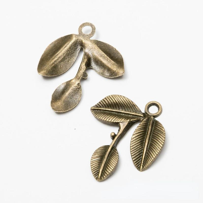 20Pcs Antique Silver Tree leaf Charms for Jewelry Making