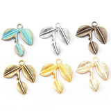 20Pcs Antique Silver Tree leaf Charms for Jewelry Making