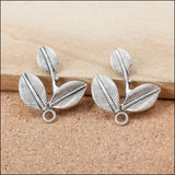 20Pcs Antique Silver Tree leaf Charms for Jewelry Making