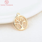 10PCS 15.7MM Tree Pendants 24K Plated Brass Charms High Jewelry Access