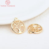 10PCS 15.7MM Tree Pendants 24K Plated Brass Charms High Jewelry Access