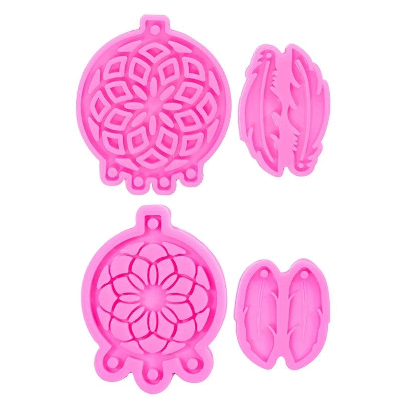 4 Pcs/Set Dream Catcher Feather Pendant Resin Mold DIY Crafts