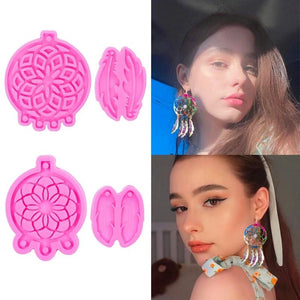 4 Pcs/Set Dream Catcher Feather Pendant Resin Mold DIY Crafts