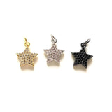 5pcs Micro Zirconia Pave Star Pendant Gold Charm for Jewelry Making