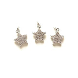 5pcs Micro Zirconia Pave Star Pendant Gold Charm for Jewelry Making