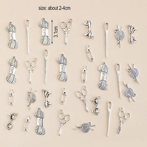 31pcs Mixed Charms Wool Scissors Needle Metal Charms Pendant for Earring Jewelry