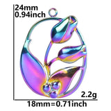 5pcs/Lot Oval Cutout Flower Charms Plant Pendant For Jewellery Making