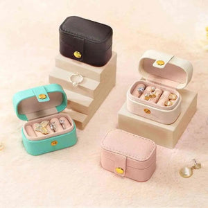 Leather Ring Holder Jewelry Organizer Box Earring Necklace Storage