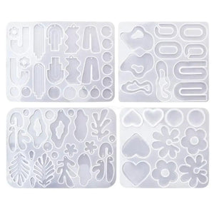 4Pcs Keychain Earrings Molds Jewelry Casting DIY Crafts