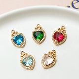 Copper Zircon Heart Crown Pendant DIY Jewelry Accessories