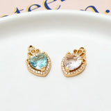 Copper Zircon Heart Crown Pendant DIY Jewelry Accessories