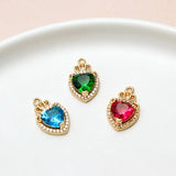 Copper Zircon Heart Crown Pendant DIY Jewelry Accessories