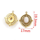 4pcs Stainless Steel Natural Stone Pendants DIY Retro Charms