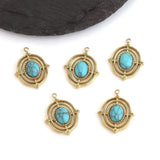 4pcs Stainless Steel Natural Stone Pendants DIY Retro Charms