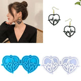 Heart Earring Charms Epoxy Resin Mold for Crafts Making
