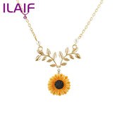 Summer Alloy Sunflower Pendant Necklace Romantic Holiday Gift