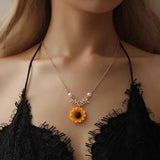 Summer Alloy Sunflower Pendant Necklace Romantic Holiday Gift