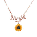Summer Alloy Sunflower Pendant Necklace Romantic Holiday Gift