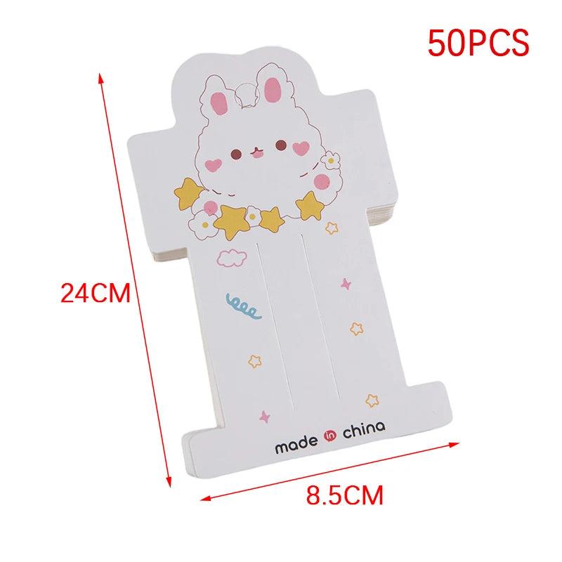50Pcs Cartoon Rabbit Jewelry Packaging Materials Hanging Cards Tags