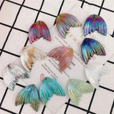 10PCS Resin Gradient Fishtail Charms Multi-color Pendant DIY Crafts