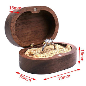 Walnut Wood Jewelry Box Engagement Wedding Ceremony Ring Storage