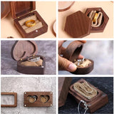 Walnut Wood Jewelry Box Engagement Wedding Ceremony Ring Storage
