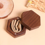 Walnut Wood Jewelry Box Engagement Wedding Ceremony Ring Storage