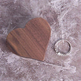 Walnut Wood Jewelry Box Engagement Wedding Ceremony Ring Storage