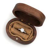 Walnut Wood Jewelry Box Engagement Wedding Ceremony Ring Storage