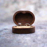 Walnut Wood Jewelry Box Engagement Wedding Ceremony Ring Storage