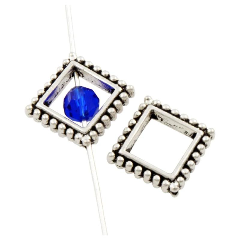 Square Frame Charm Beads Antique Siver Pendants