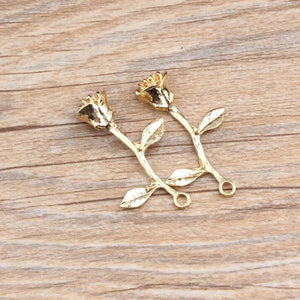 10PCS/Lot Tone Rose Flower Charm Pendants for Jewelry Making