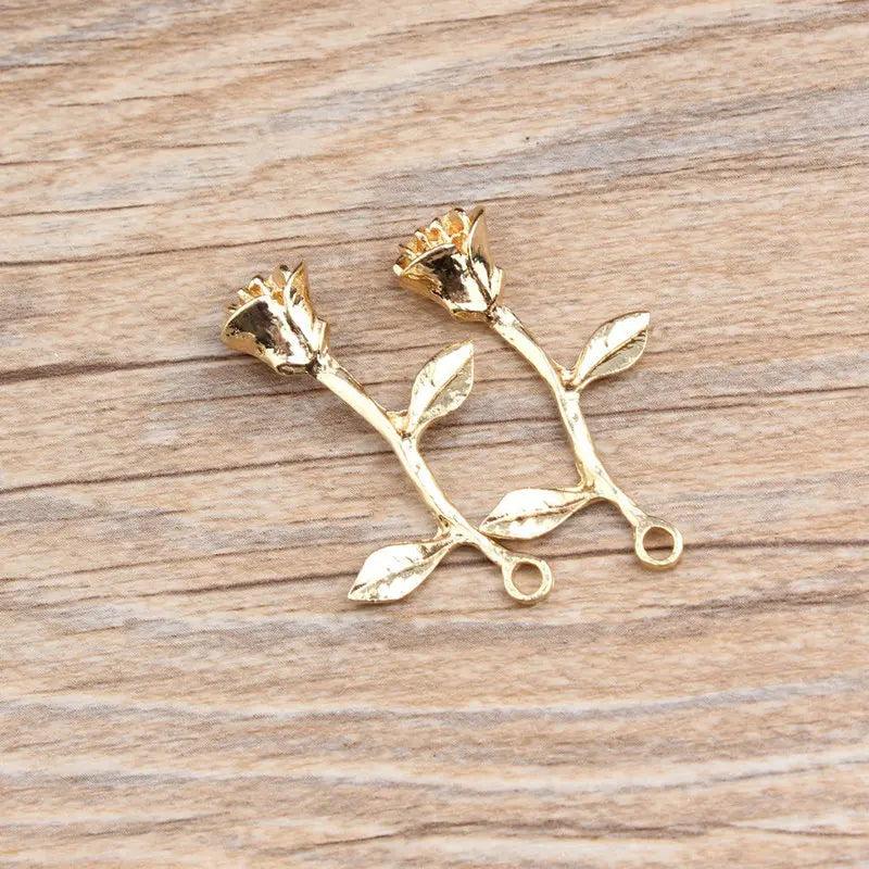 10PCS/Lot Tone Rose Flower Charm Pendants for Jewelry Making