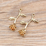 10PCS/Lot Tone Rose Flower Charm Pendants for Jewelry Making