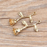 10PCS/Lot Tone Rose Flower Charm Pendants for Jewelry Making