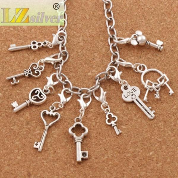 27Pcs Heart Key Charm Beads for Memory Locket CM51