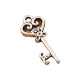 60pcs Flower Heart Key Charm Beads Tibetan Silver