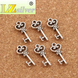 60pcs Flower Heart Key Charm Beads Tibetan Silver