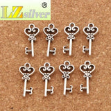 60pcs Flower Heart Key Charm Beads Tibetan Silver