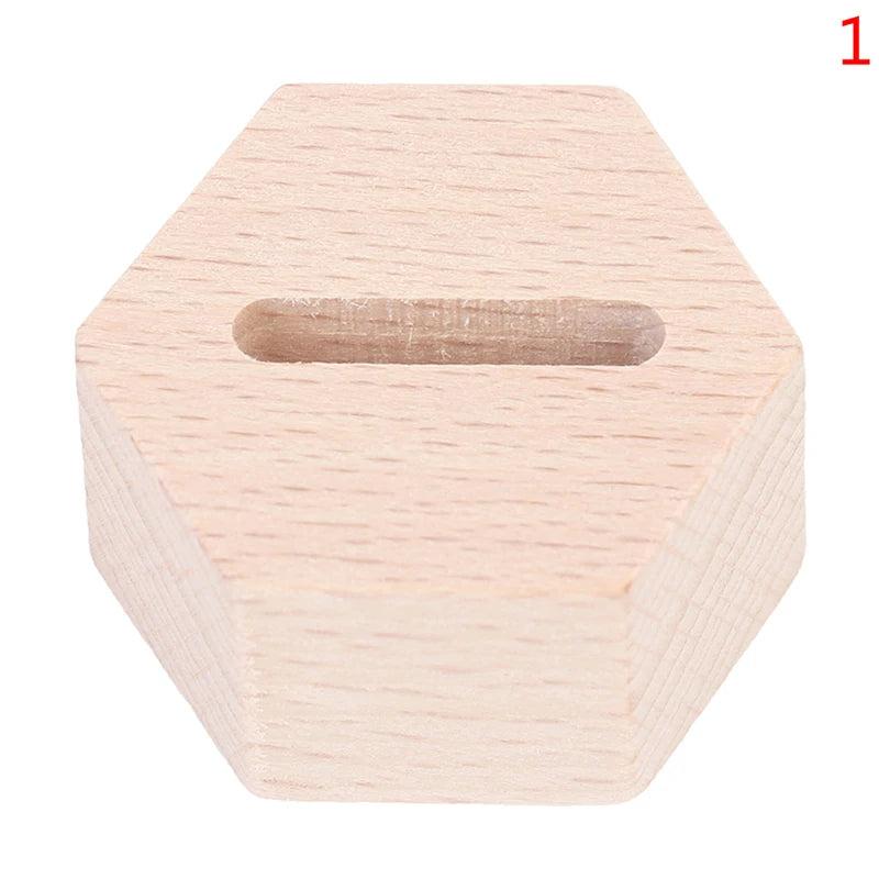 Rustic Wood Ring Holder, Hexagon Ring Bearer, Vintage Jewelry Display Stand